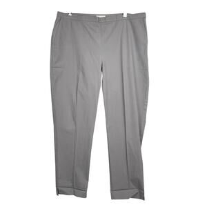 Eileen Fisher Organic Cotton Stretch Side Zip Flat Front Women's Ankle Pants XL